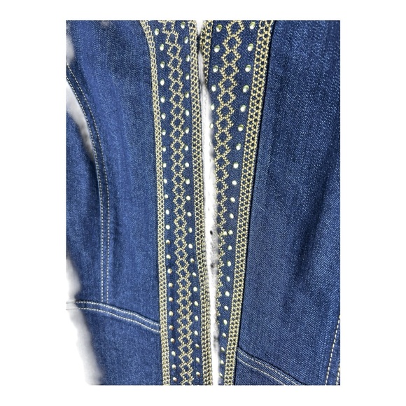 Lark Lane Dark Blue Denim Embellished Blazer - Picture 4 of 7